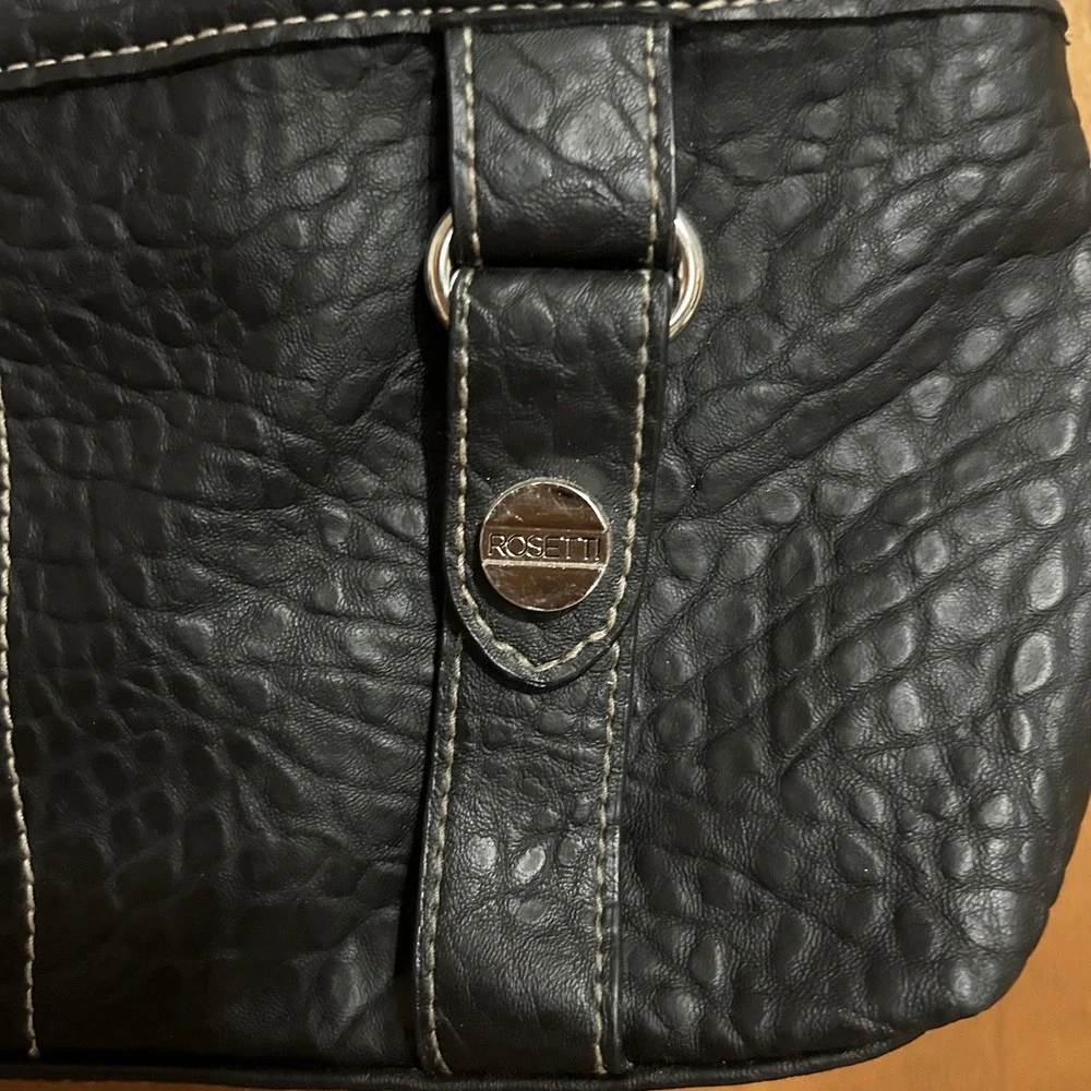 ROSETTI DOUBLE STRAP BLACK LEATHER SATCHEL‎ PURSE ADJUSTABLE